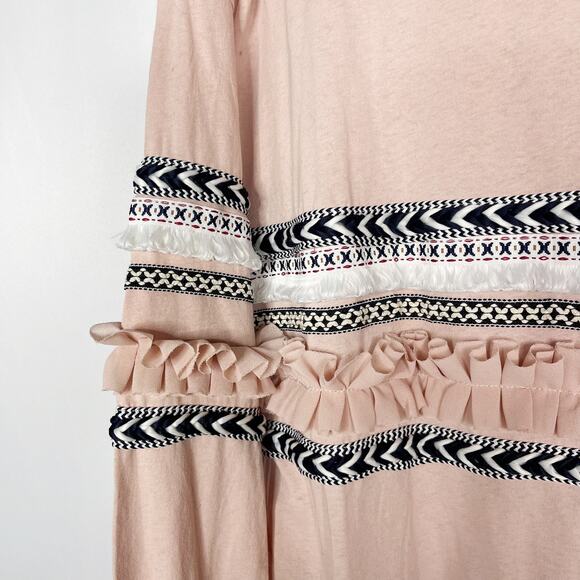 New See and Be Seen Large Pink Blush Ruffle Detail Striped Sweatshirt Crew Neck - Picture 5 of 10